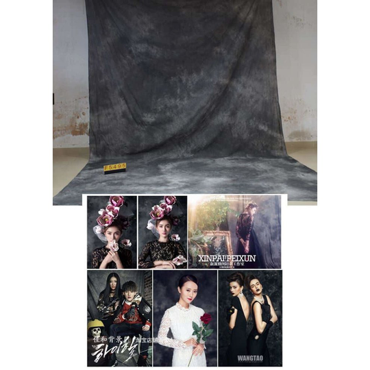 3x6m/10x20ft Photo Video Studio 100% Cotton Hand-Dyed Mottle Textured Muslin Collapsible Backdrop Background for Photography Dark Grey