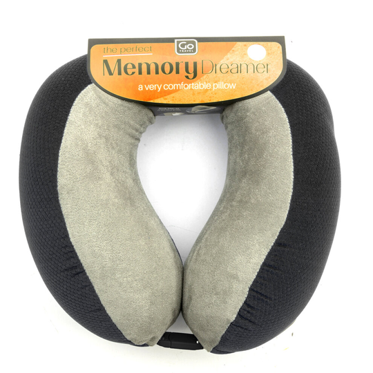 Go Travel Memory Foam Dreamer Pillow Deluxe Comfort Sleep Neck Support Black