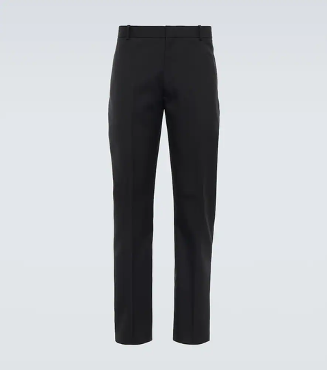 Mid-rise wool cigarette pants