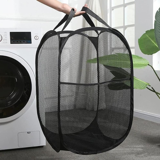 2Pcs Foldable Laundry Baskets Pop Up Mesh Laundry Clothes Organizer
