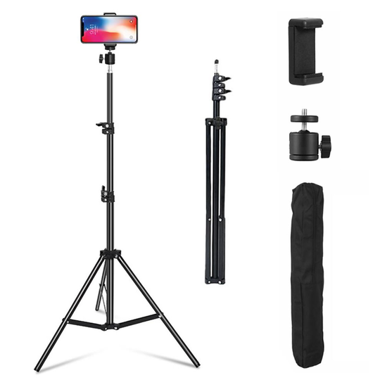 Adjustable 1.6M Tripod Stand Mobile Phone Camera & Holder with Carry Bag