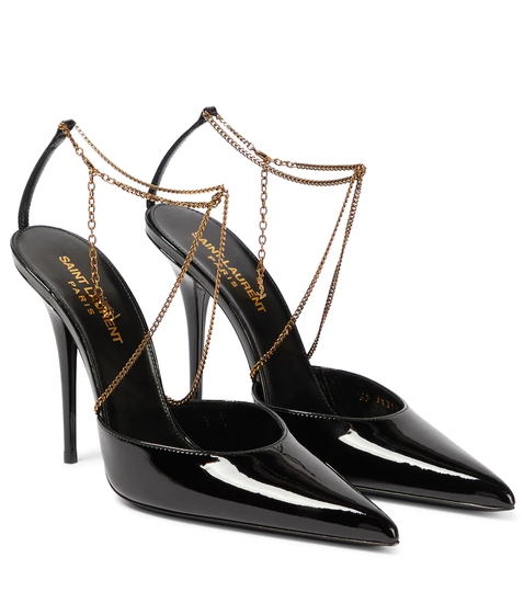 Claw embellished patent leather pumps