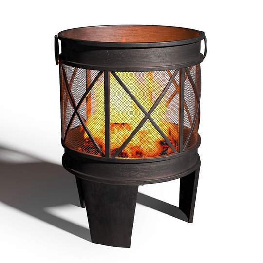 Living and Home Outdoor BBQ Wood Burner Steel Fire Pit Bowl for Garden