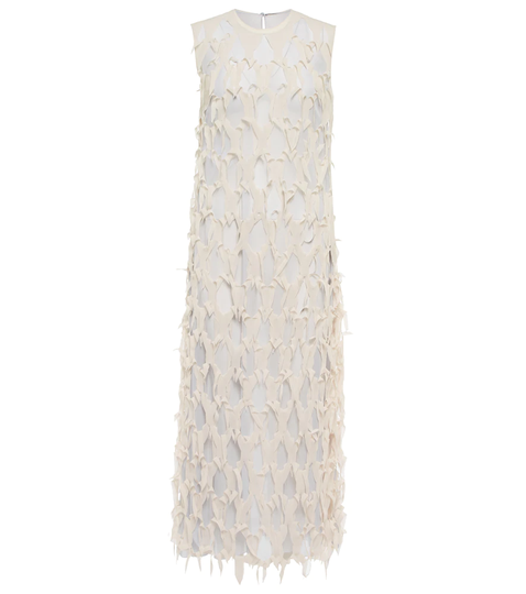 Ruffled silk-blend tulle midi dress