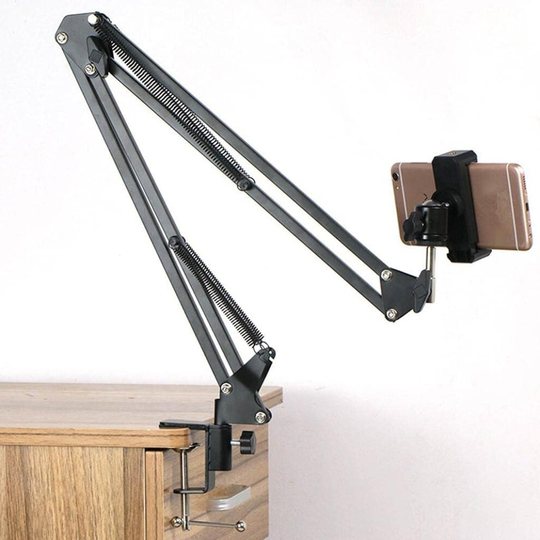 Overhead Tripod Mount Articulating Arm Mobile Phone Holder,