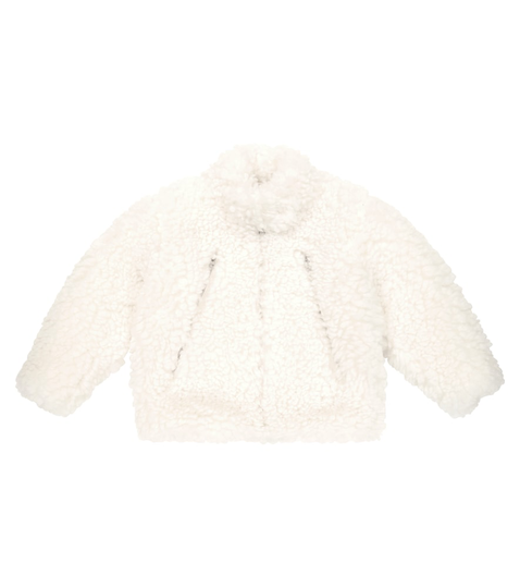 Faux-shearling logo patch jacket