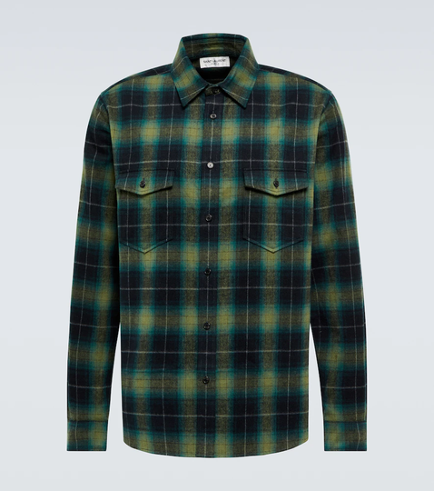 Checked long-sleeved cotton shirt