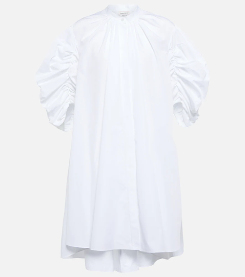 Puff-sleeved cotton minidress