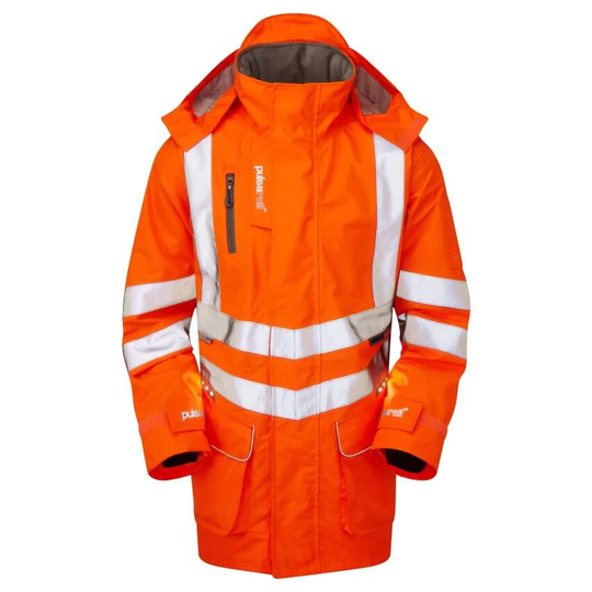 Pulsar Rail Spec High Visibility Orange Active LED Unlined Storm Coat Size S