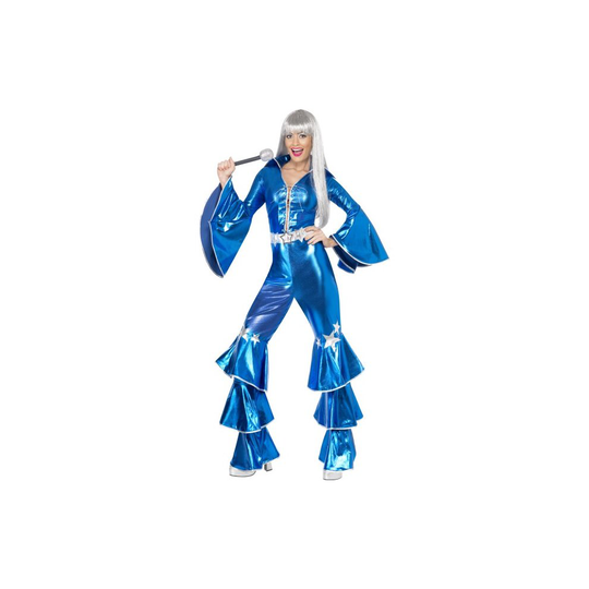 Smiffy's Women's 1970's Dancing Dream Costume, Lace Up Jumpsuit, 70s Disco -