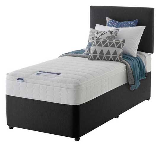 Silentnight Travis Memory Single Divan & Headboard -Charcoal