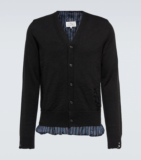 Distressed wool cardigan