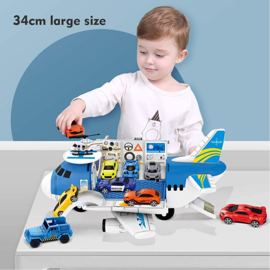 Cargo Plane Toy Gift for Kids Age 3 4 5 6 with 8 Min Cars~1 Helicopter