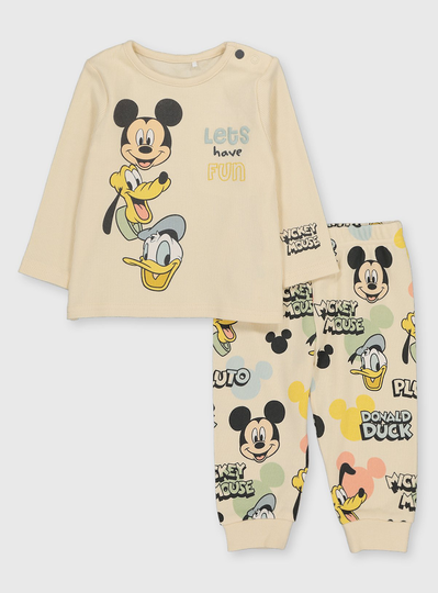 Disney Mickey Cream Pyjamas - 6-9 months