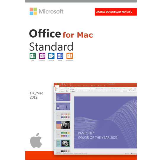 Microsoft Office 2019 for Mac Standard 1 PC Excel Word PowerPoint OneNote Outlook