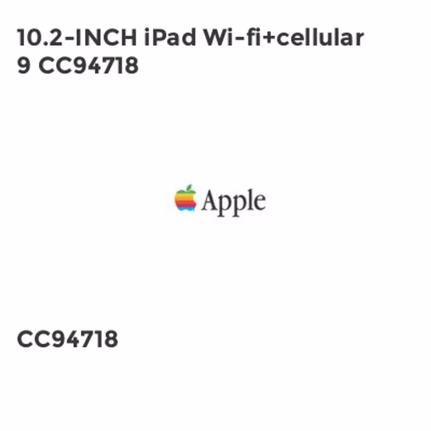 Apple 10.2-INCH iPad Wi-fi+cellular 9 CC94718