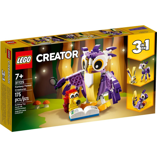 LEGO 31125 Creator 3in1 Fantasy Forest Creatures - Rabbit to Owl to Squirrel Brick Built Figures, Woodland Animal Toys Set for Kids