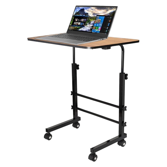 (Black Frame Brown Desk) Laptop Table Hight Adjustable