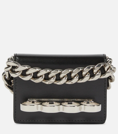 Four Ring Micro leather wallet on chain