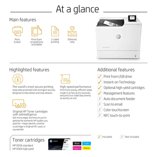 HP Hp Color Laserjet Enterprise M652dn - Printer - Colour - Duplex - Laser - A4/