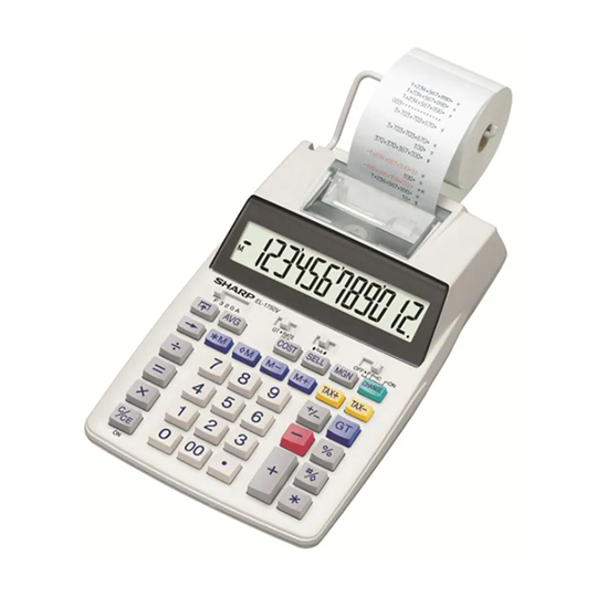 Sharp Sharp EL1750V 12 Digit Printing Calculator without Adaptor White SH-EL1750