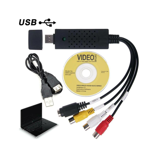 USB VHS DVD Audio Video Converter Capture Full Scart With Leads Cable