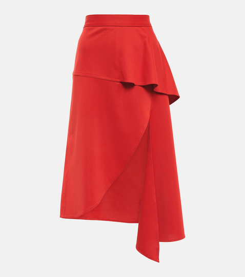 Asymmetric peplum midi skirt