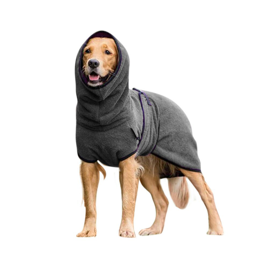 (Dark Grey, 2XL) Pet Dog Towelling Quick Drying Robe Coat Jacket Puppy Apparel Clothes Sleepwear