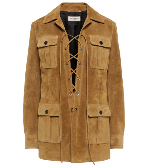 Lace-up suede jacket