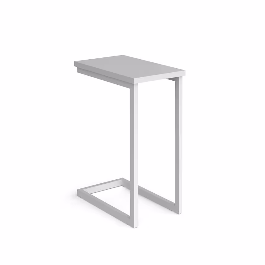 Social Spaces Buddy Laptop Table with White Frame and Oblong Top - Kendal Oak