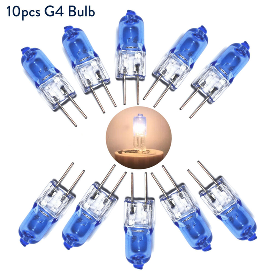 10Pcs G4 20W Mini Halogen Bulbs Light DC 12V Warm White Capsule Lamp