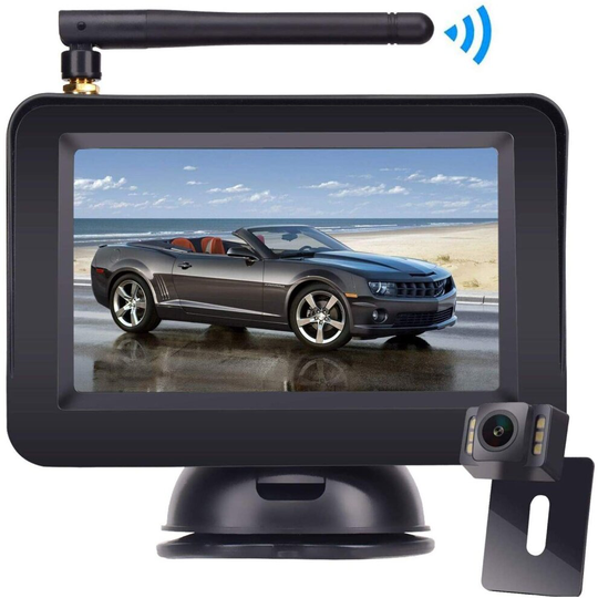 Wireless Reversing Camera, DOUXURY 4.3'' LCD Rear View Monitor + 170° Wide Angle IP68 Waterproof Rear View Camera, Night Vision Universal for Cars,