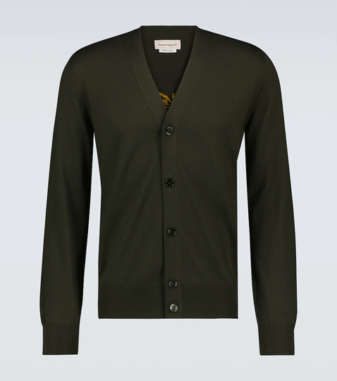 Embroidered wool cardigan