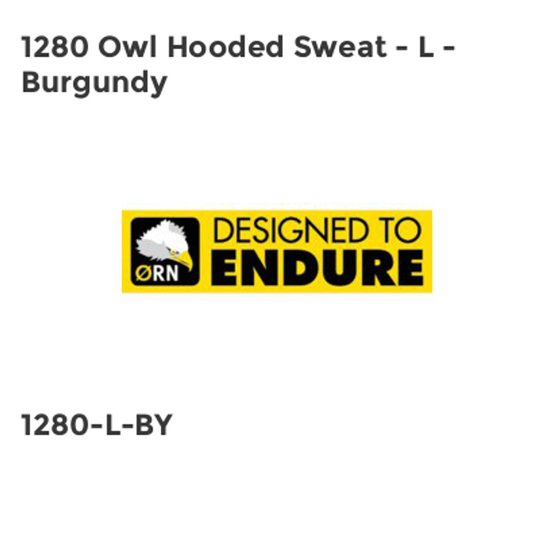 Orn 1280 Owl Hooded Sweat - L - Burgundy