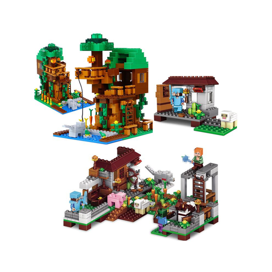 (Mini Tree house & CubeWorld) Minecraft Tree house Blocks CubeWorld Model Compatible with lego