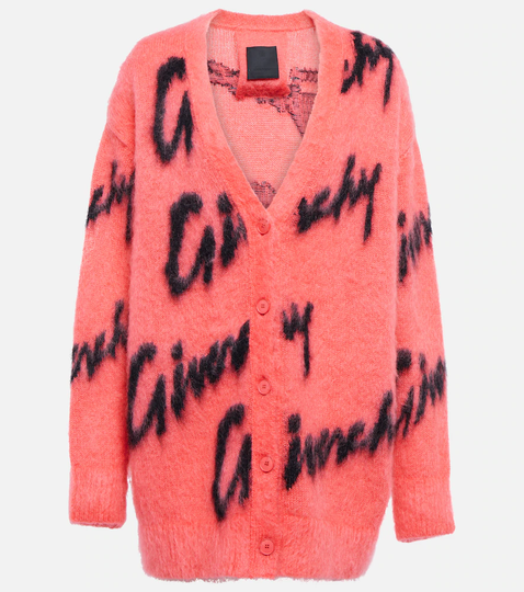 Logo intarsia mohair and wool-blend cardigan