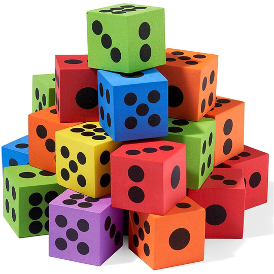 48 Large Colourful Foam Dot Dice Set - 4cm