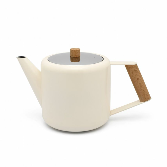 Bredemeijer Teapot Double Wall Duet Boston Design 1.1L in White with Wood Look F