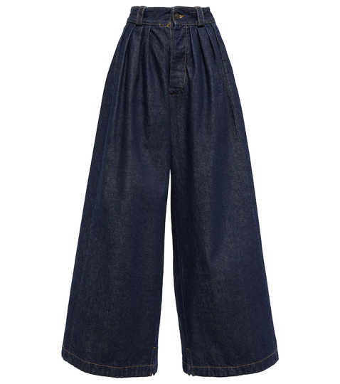 Pleated wide-leg jeans