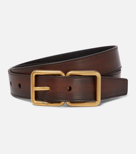 Double buckle leather belt