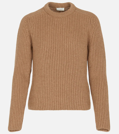 Ribbed-knit camel hair sweater