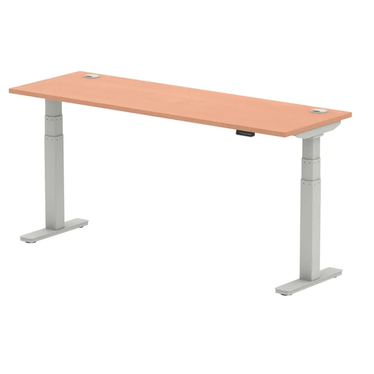 Dynamic Air 1800/600 Beech Height Adjustable Desk with Cable Ports with Silver L