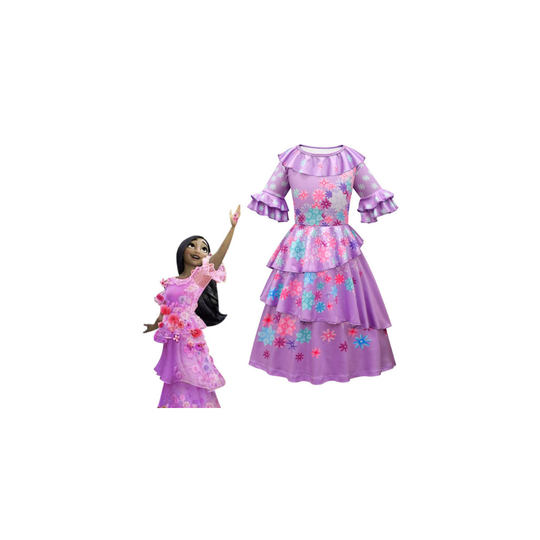 (6-7 Years) Girls Encanto Isabella Cosplay Costume Ruffle Floral Princess Dress Party Birthday Fancy Dress 6-12Y