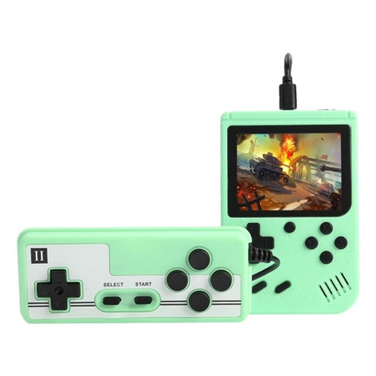 (Console and Controller- Green) USB Rechargeable Handheld Pocket Retro Gaming Console