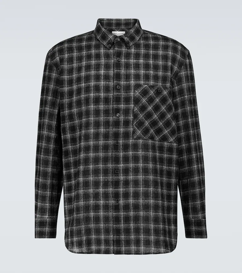 Checked wool-blend overshirt