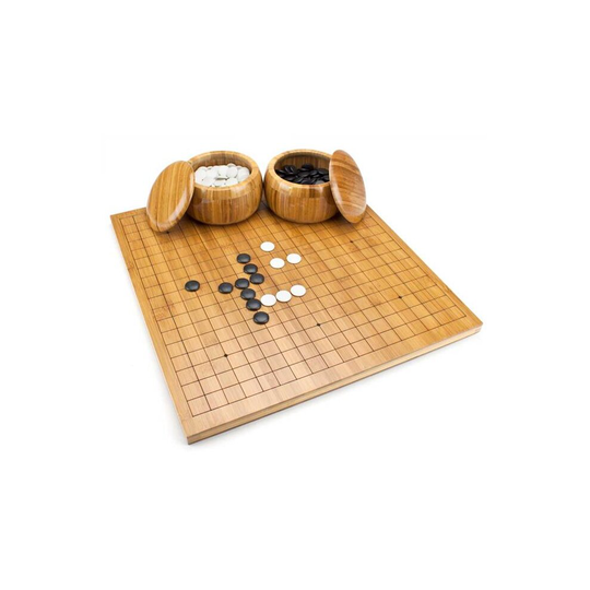 Bamboo Go Set with Reversible Board, Bowls & Stones