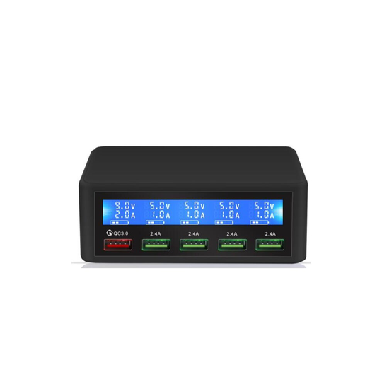 50W Quick Charge 3.0 5 Port USB Charger Adapter Mobile Phone Fast Charger for iPhone Samsung Xiaomi Tablet Charger black_UK