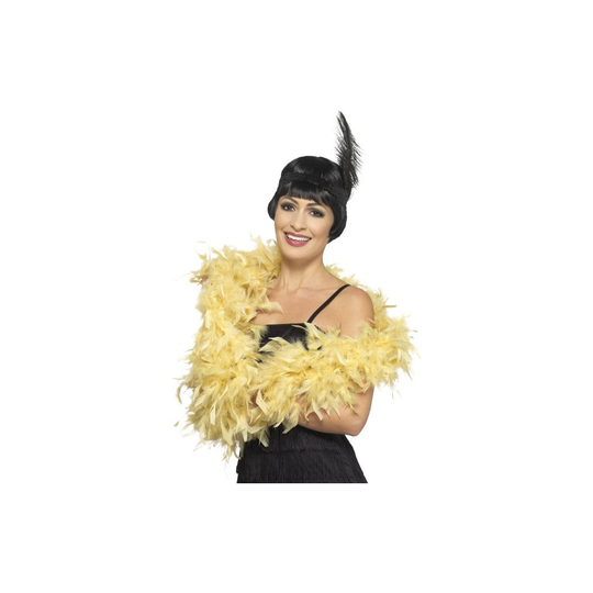 180cm Gold Feather Boa - Deluxe Fancy Dress Costume 20s Ladies Accessory Hen - deluxe feather boa fancy dress costume 20s ladies accessory hen party