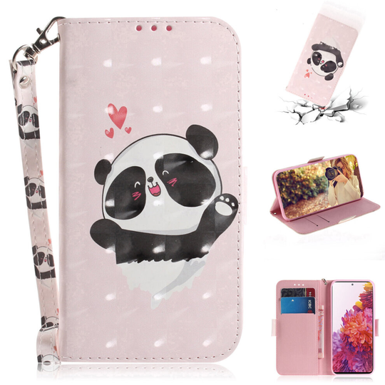 Phone Case For Samsung Galaxy S20 FE Wallet Flip Cover 3D Pattern Shockproof Cover Lovely Panda
