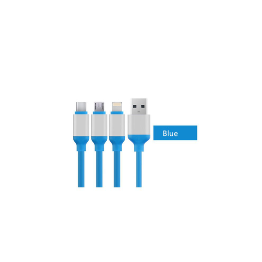 (Blue) Universal 3 in1 Multi USB Charger Charging Sync Cable for Android Phones Tablets